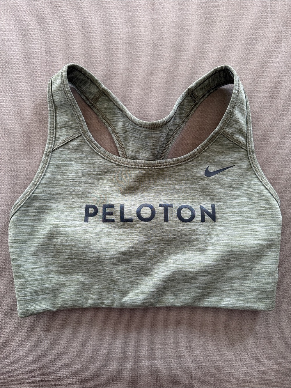 Nike Peloton spirit swoosh Dri Fit Racerback sports bra size small olive green